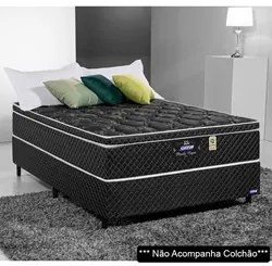 Base Para Cama Box Casal 138cm Poliéster Bordado Perola Negra Preto -