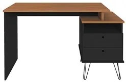 Conjunto Escritório Home Office 4 Peças Lux Industrial A06 Freijó/Pret