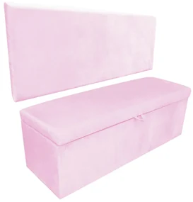 Kit Calçadeira e Painel Clean 90 cm Suede D'Rossi - Rosa Bebê