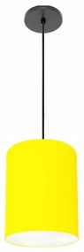 Luminária Pendente Vivare Free Lux Md-4103 Cúpula em Tecido 15x20cm - Amarelo - Canola preta e fio preto
