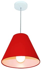 Lustre Pendente Cone Vivare Md-4028 Cúpula em Tecido 25/30x12cm - Bivolt - Vermelho - 110V/220V