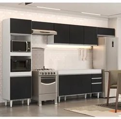 Armário de Cozinha Modulada 5 Peças CP13 Balcão Branco/Preto - Lumil