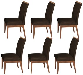 Conjunto 6 Cadeira Decorativa Leticia Veludo Marrom