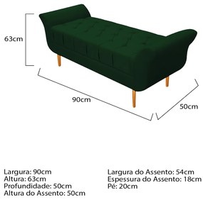 Recamier Estofado Ari 90 cm Solteiro Suede Verde - ADJ Decor
