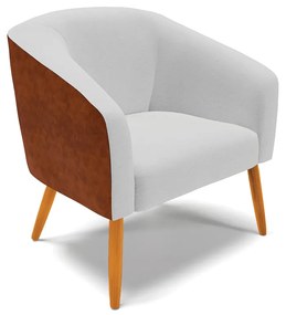 Poltrona Decorativa Pé Palito Castanho Stella Nozes/Linho Cinza D03 - D'Rossi