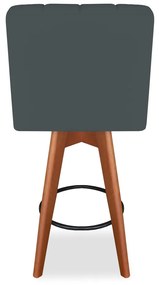Banqueta Alta Sueli Com Base Giratória Suede Cinza Grafite
