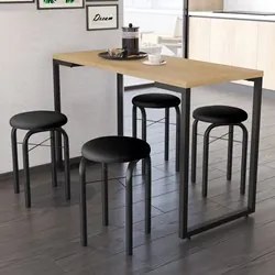 Conjunto Mesa de Cozinha Prattica Industrial 120cm com 4 Banquetas F02