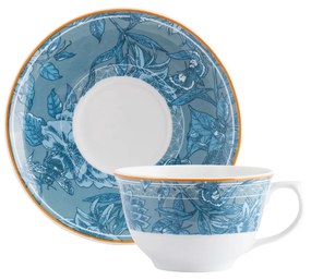 Xícara De Chá Com Pires 200Ml Porcelana Schmidt - Dec. Atlantico 2437