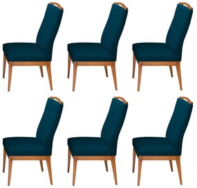 Conjunto 6 Cadeiras Decorativa Lara Veludo Azul Marinho
