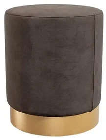 Puff Veludo Com Base Tecido Metalizado Dourado Marrom 47x40