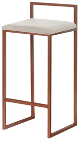 Banqueta Decorativa Selena Base Bronze Suede Bege G41 - Gran Belo