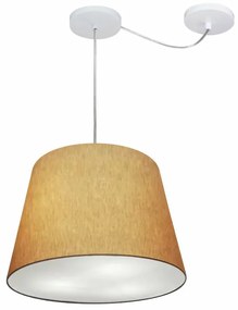 Lustre Pendente Cone Com Desvio Md-4276 Cúpula 30/30x40cm Palha - Bivolt