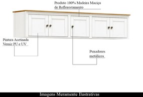 Maleiro Decorativo Alina Madeira 5 Portas Casal Branco/Carvalho G74 - Gran Belo