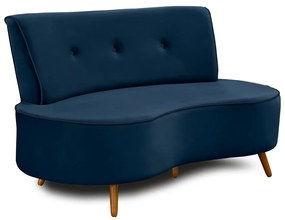 Sofá Living Ipirá 135 cm Veludo Azul Marinho Pés Palito Castanho - D'Rossi