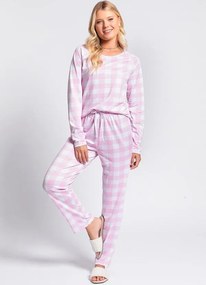 Pijama Vichy Rosa em Malha Colméia
