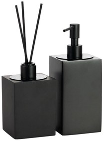 Conjunto Banheiro Duo Quadrado Resina Preto Fosco - Black Matte