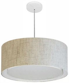 Lustre Pendente Cilíndrico Duplo Md-4294 Cúpula em Tecido 50x25cm Rustico Bege - Bivolt