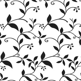Papel de parede adesivo floral preto e branco