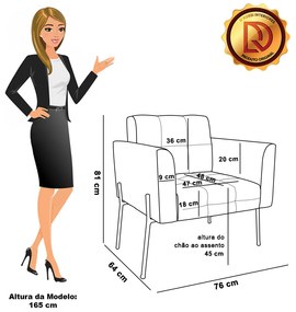 Poltrona Sala Estar Pé Ferro Dourado Kit 2 Elisa Bouclê Mostarda D03 - D'Rossi