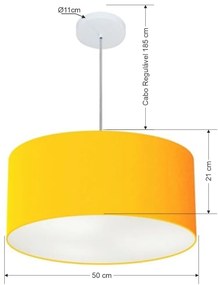 Lustre Pendente Cilíndrico Md-4049 Cúpula em Tecido 50x21cm Laranja - Bivolt