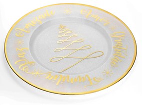 Sousplat de Plástico Desejos Transparente Dourado 33 cm - D'Rossi