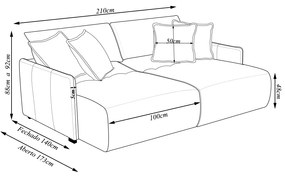 Sofá Cama Sala de Estar Bipartido 210cm Retrátil com Almofadas Caixa Zero Dalton Veludo Bege G93 - Gran Belo