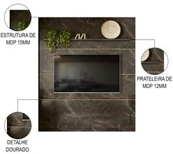 Painel para TV 75 Polegadas 208cm Piso ao Teto André M01 Jade/Oliva -
