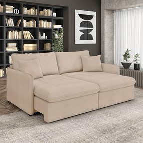 Sofá Retrátil Reclinável 3 Lugares 194cm Maili Bouclê K01 - D'Rossi - Creme