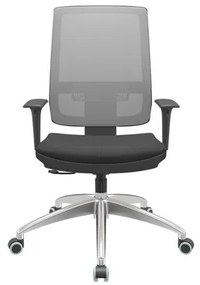 Cadeira Office Brizza Tela Cinza Assento Aero Preto RelaxPlax Base Aluminio 120cm - 63836 Sun House