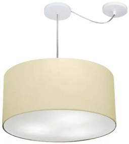 Lustre Pendente Cilíndrico Com Desvio Md-4251 Cúpula em Tecido 50x30cm Algodão Crú - Bivolt