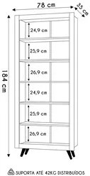 Livreiro Estante Com Prateleiras Pé Palito Retrô Freijó - Qmovi