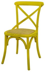 Cadeira Katrina Madeira Assento em Rattan cor Amarela - 55467 Sun House