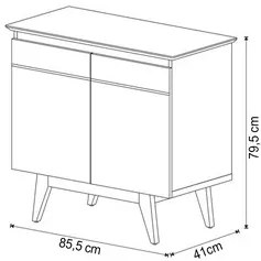 Balcão Buffet Aparador 2 Portas Classic I04 Branco Acetinado - Mpozena