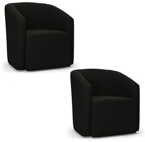 Poltrona Decorativa Orgânica Kit 2 Stella Max Suede D03 - D'Rossi - Preto