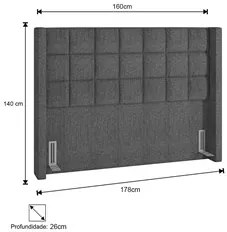 Cabeceira Cama Box Casal Queen 160cm Pisa P02 Linho Cinza - Mpozenato