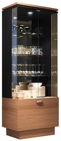 Cristaleira com Adega Decorativa Peggy Preto/Nature G26 - Gran Belo