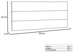 Cabeceira Painel La Italiana Para Cama Box Solteiro 90 cm Corino Preto - D'Rossi