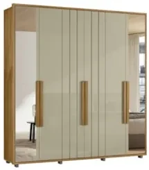 Guarda Roupa Casal 230cm Com Espelho Barok Opala/Cumaru Z10 - Mpozenat