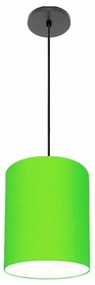 Luminária Pendente Vivare Free Lux Md-4102 Cúpula em Tecido - Verde-Limão - Canola preta e fio preto
