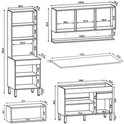 Armário de Cozinha 4 peças Balcão com Tampo 120cm Lina07 K02 Vanilla/F