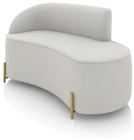 Sofá 2 Lugares Orgânico 140cm Pé Dourado Morgan Veludo D03 - D'Rossi - Cinza