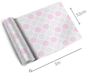 Papel de parede adesivo círculos rosa branco e cinza