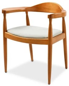 Cadeira Atena com Braço Linho Branco com Estrutura em Madeira Mel - 74104 Sun House