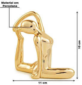Escultura Decorativa de Yoga em Porcelana 2 Dourado G39 - Gran Belo