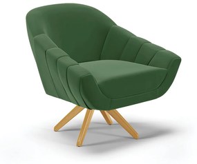 Poltrona Giratória Giovana Suede Base Madeira MA30 - D'Rossi - Verde