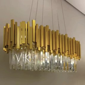 Pendente Vik Oval 86X35X27Cm 12Xg9 Dourado - Usina Imports Ui20396/89D...