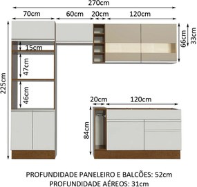 Cozinha Completa Madesa Jade com Armário e BalcÁo (Sem Tampo e Pia) Marrom