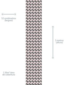 Papel de Parede Chevron Rosa e Cinza 0.52m x 3.00m