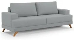 Sofá 3 Lugares 180cm Living Pés Curvos Santi D05 Bouclé Cinza - Mpozen