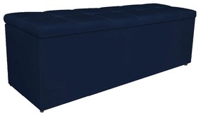 Calçadeira Estofada Manchester 160 cm Queen Size Suede Azul Marinho - ADJ Decor